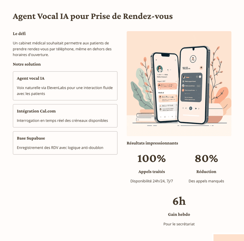 Agent vocal IA pour prise de rendez-vous